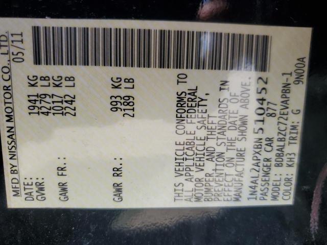 1N4AL2APXBN510452 - 2011 NISSAN ALTIMA BASE 黑色 照片 12