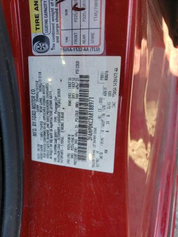 3FAHP0KC2AR188971 - 2010 FORD FUSION SPORT RED photo 12