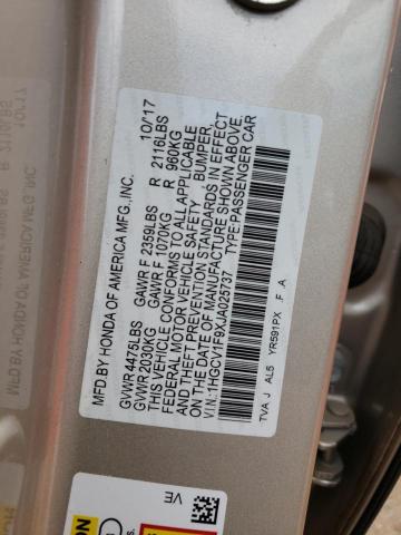 1HGCV1F9XJA025737 - 2018 HONDA ACCORD TOURING GOLD photo 12