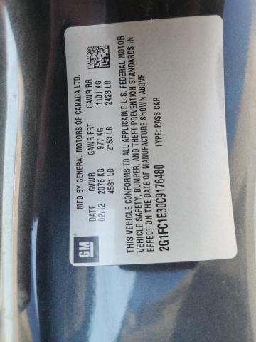 2G1FC1E30C9176480 - 2012 CHEVROLET CAMARO LT შავი ფოტო 12