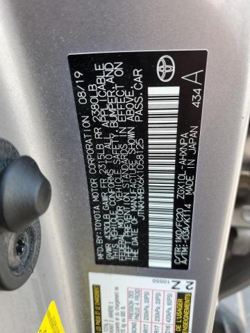 JTNKHMBX6K1058125 - 2019 TOYOTA C-HR XLE 银色 照片 12