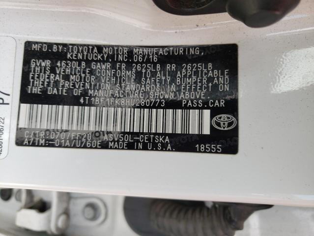 4T1BF1FK8HU280773 - 2017 TOYOTA CAMRY LE WHITE photo 12