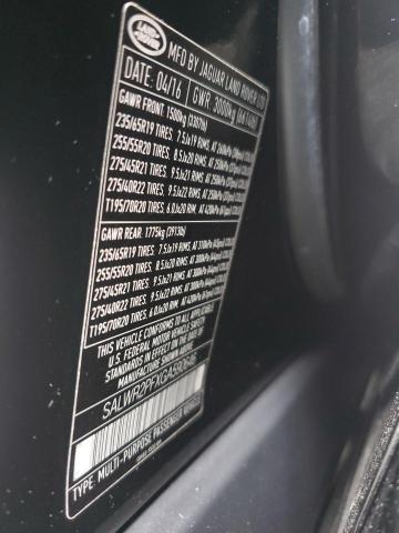 SALWR2PFXGA590646 - 2016 LAND ROVER RANGE ROVE HSE BLACK photo 13