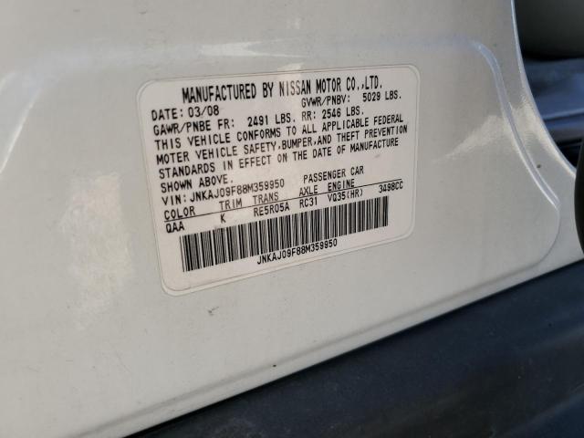 JNKAJ09F88M359950 - 2008 INFINITI EX35 BASE WHITE photo 13