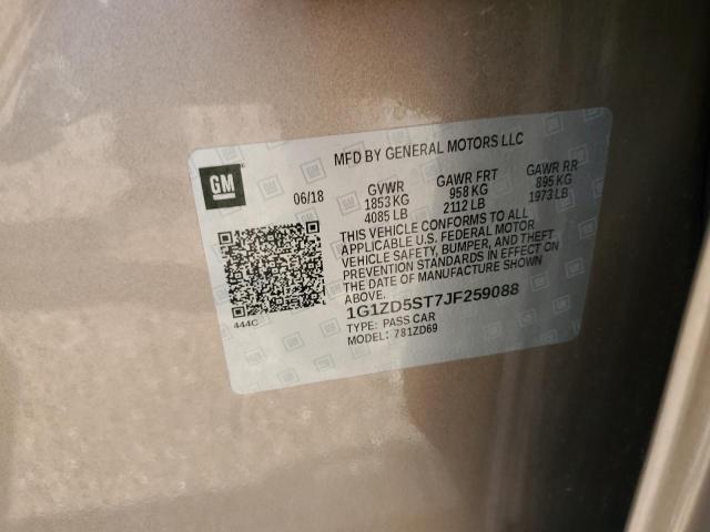 1G1ZD5ST7JF259088 - 2018 CHEVROLET MALIBU LT GOLD photo 12