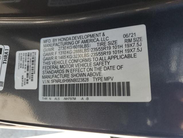 5FNRL6H96NB023828 - 2022 HONDA ODYSSEY ELITE 灰色 照片 13