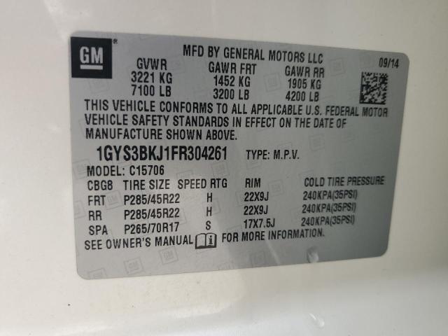 1GYS3BKJ1FR304261 - 2015 CADILLAC ESCALADE LUXURY WHITE photo 13