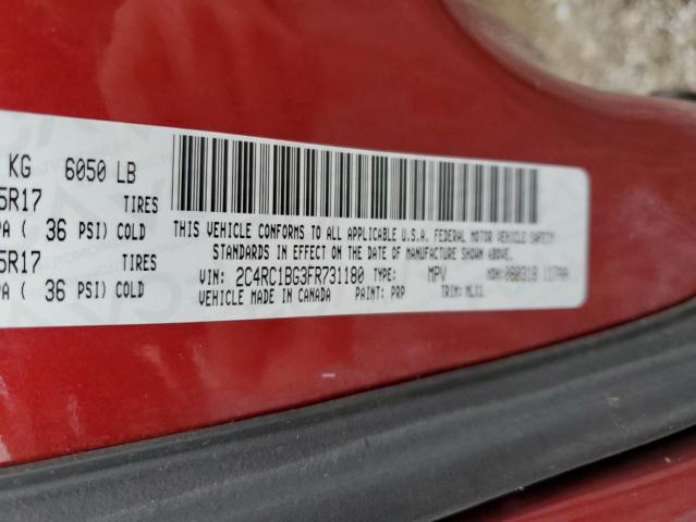 2C4RC1BG3FR731180 - 2015 CHRYSLER TOWN & COU TOURING წითელი ფოტო 13