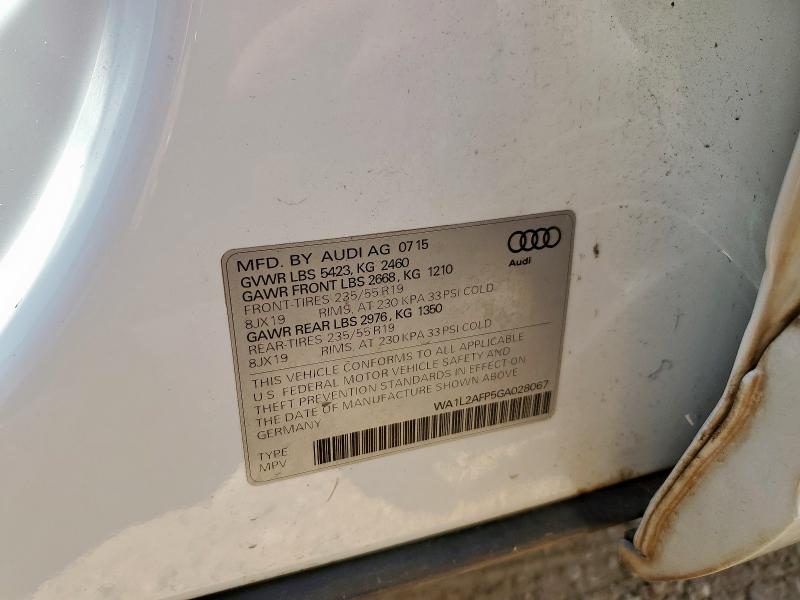 WA1L2AFP5GA028067 - 2016 AUDI Q5 PREMIUM PLUS WHITE photo 13