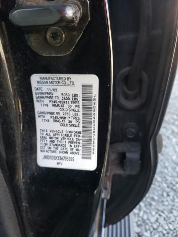 JN8DR09X33W705999 - 2003 NISSAN PATHFINDER LE 黑色 照片 12