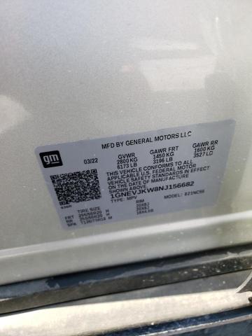 1GNEVJKW8NJ156682 - 2022 CHEVROLET TRAVERSE RS SILVER photo 14