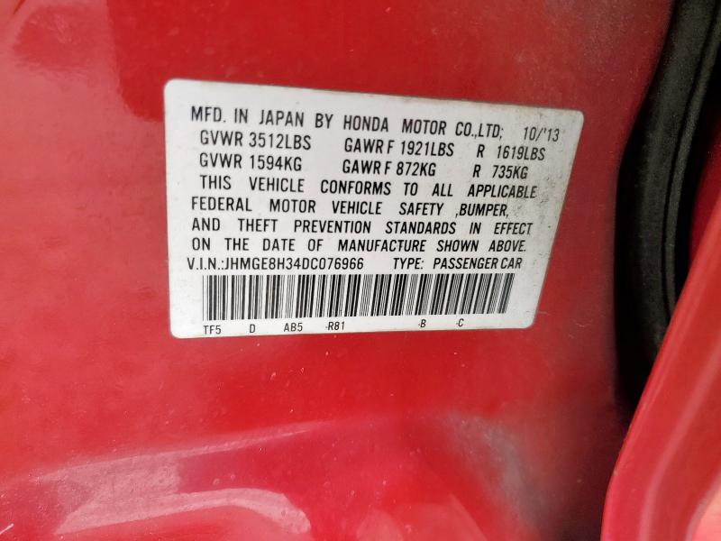 JHMGE8H34DC076966 - 2013 HONDA FIT 红色 照片 12