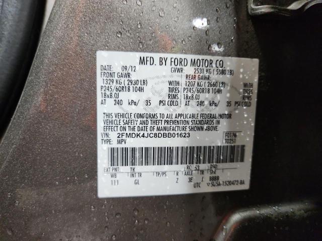 2FMDK4JC8DBB01623 - 2013 FORD EDGE SEL 棕色 照片 13