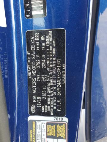 3KPF24ADXKE061931 - 2019 KIA FORTE FE ლურჯი ფოტო 12