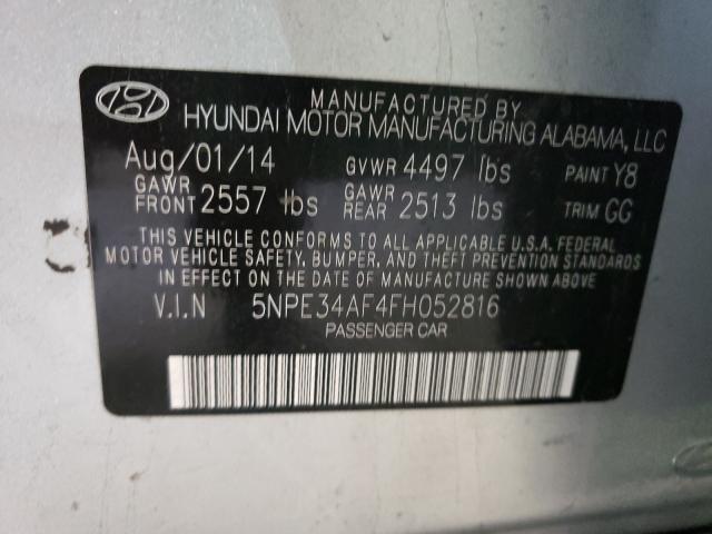 5NPE34AF4FH052816 - 2015 HYUNDAI SONATA SPORT GRAY photo 10