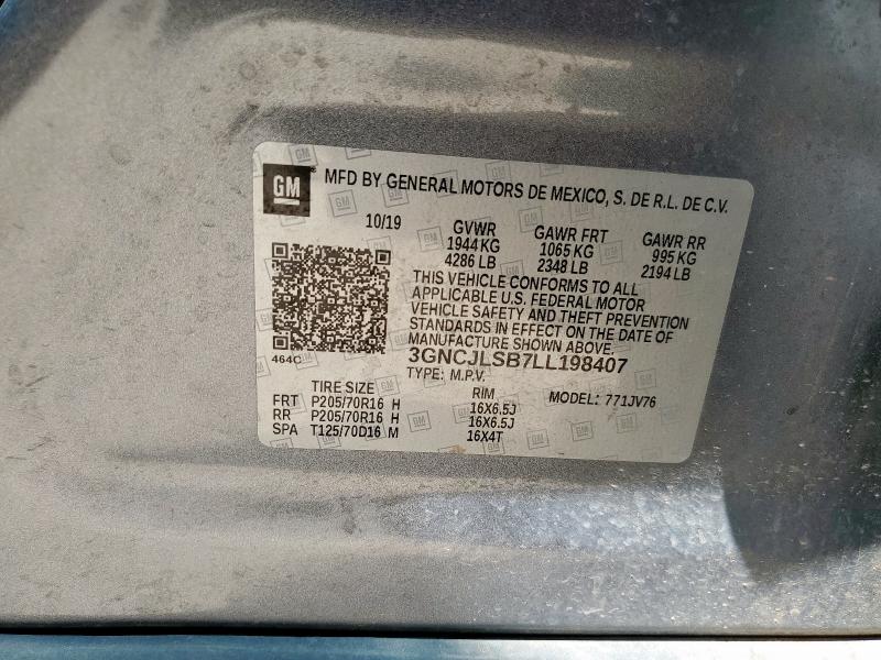 3GNCJLSB7LL198407 - 2020 CHEVROLET TRAX 1LT GRAY photo 13
