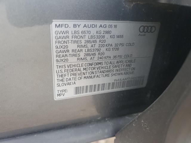 WA1LAAF77HD016568 - 2017 AUDI Q7 PREMIUM PLUS Գրաֆիտ լուսանկար 13