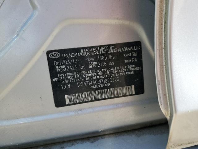 5NPEB4AC2EH823376 - 2014 HYUNDAI SONATA GLS SILVER photo 12