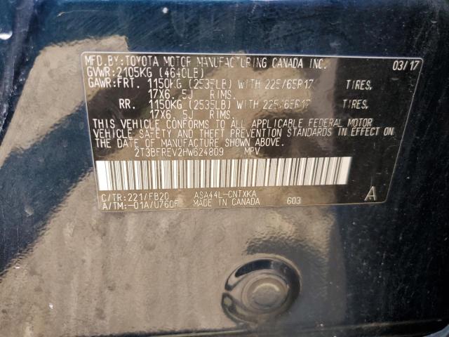 2T3BFREV2HW624809 - 2017 TOYOTA RAV4 LE 蓝色 照片 12