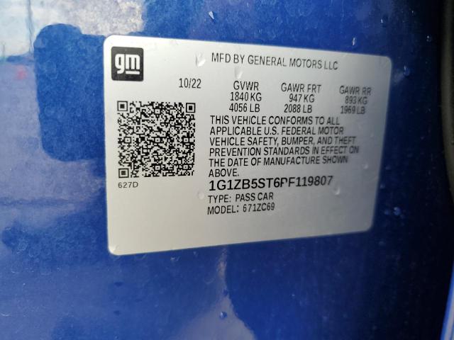 1G1ZB5ST6PF119807 - 2023 CHEVROLET MALIBU LS Mavi foto 12