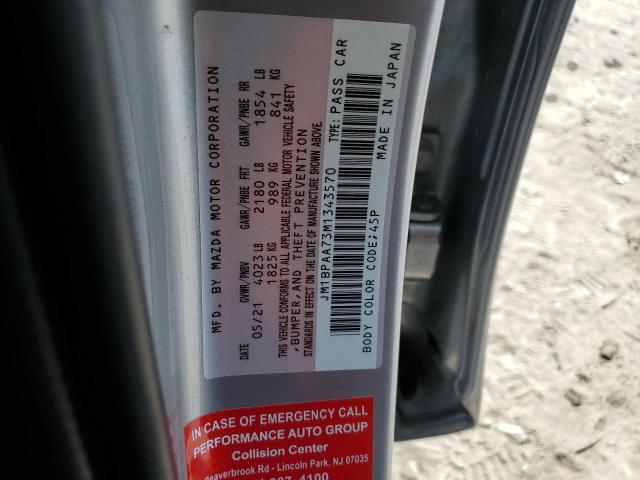 JM1BPAA73M1343570 - 2021 MAZDA 3 银色 照片 12