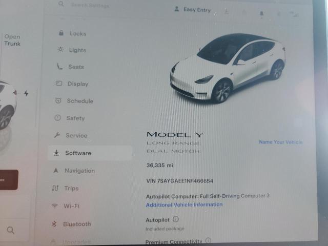 7SAYGAEE1NF466654 - 2022 TESLA MODEL Y WHITE photo 9