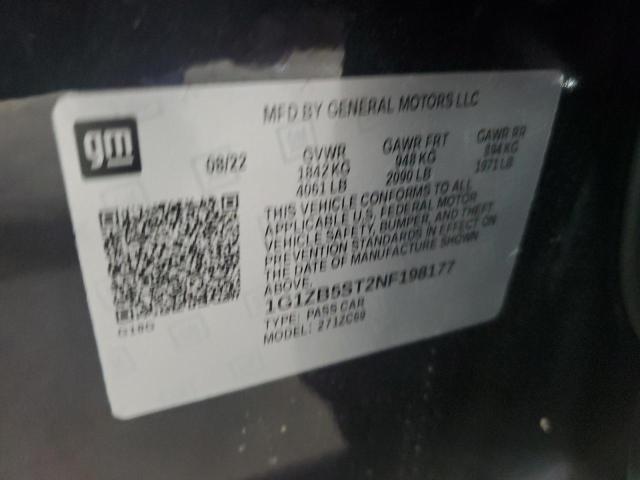 1G1ZB5ST2NF198177 - 2022 CHEVROLET MALIBU LS Қара фото 12