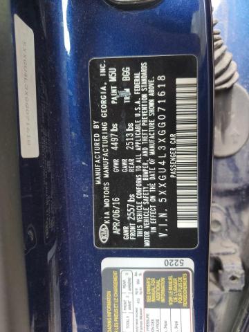 5XXGU4L3XGG071618 - 2016 KIA OPTIMA EX BLUE photo 12