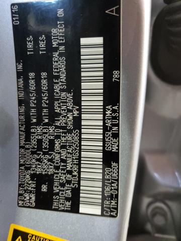 5TDJKRFH1GS250855 - 2016 TOYOTA HIGHLANDER XLE SILVER photo 13