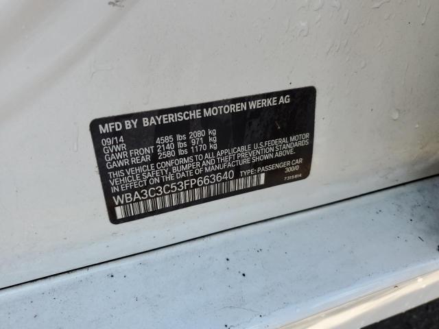 WBA3C3C53FP663640 - 2015 BMW 320 I XDRIVE WHITE photo 12