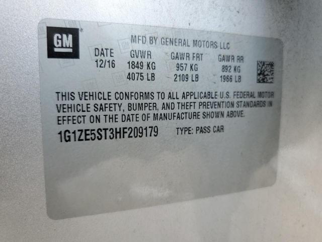 1G1ZE5ST3HF209179 - 2017 CHEVROLET MALIBU LT SILVER photo 12