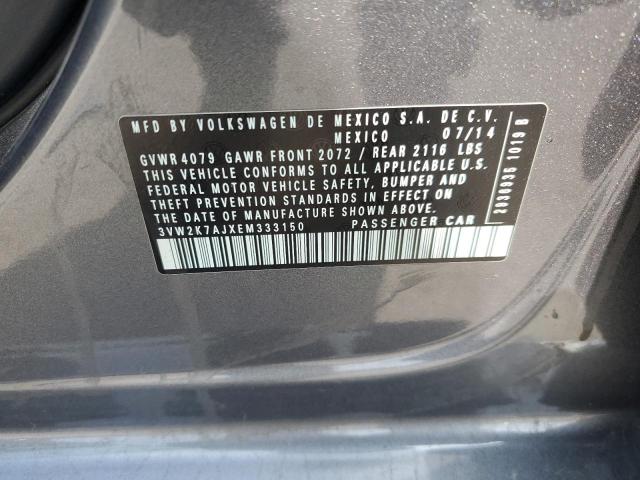 3VW2K7AJXEM333150 - 2014 VOLKSWAGEN JETTA BASE 灰色 照片 12