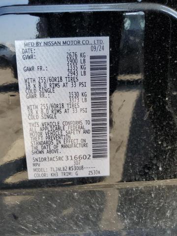 5N1DR3AC5RC316602 - 2024 NISSAN PATHFINDER S BLACK photo 14