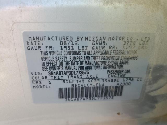 3N1AB7AP3DL773575 - 2013 NISSAN SENTRA S 银色 照片 12