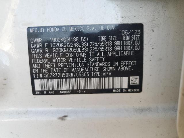 3CZRZ2H50RM705605 - 2024 HONDA HR-V SPORT WHITE photo 13