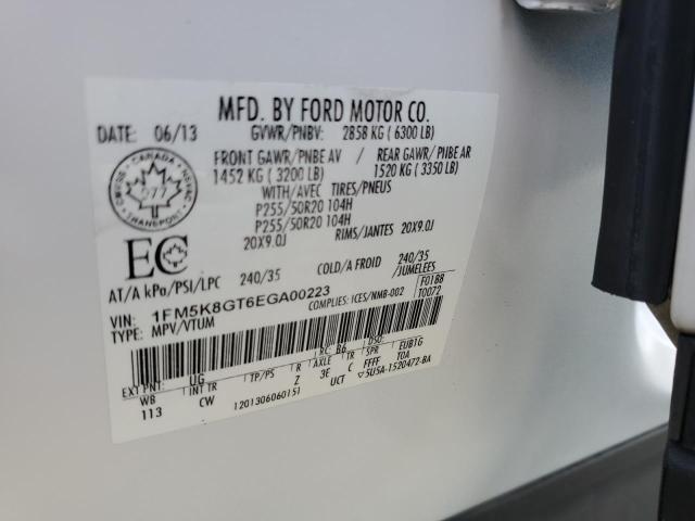 1FM5K8GT6EGA00223 - 2014 FORD EXPLORER SPORT WHITE photo 13