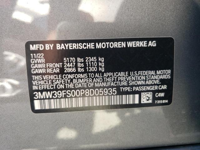 3MW39FS00P8D05935 - 2023 BMW 330XE Մոխրագույն լուսանկար 12
