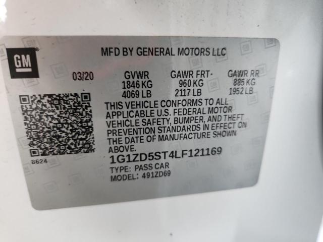 1G1ZD5ST4LF121169 - 2020 CHEVROLET MALIBU LT WHITE photo 12