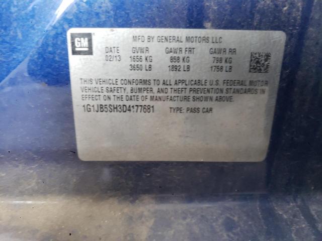 1G1JB5SH3D4177681 - 2013 CHEVROLET SONIC LS Mavi foto 12