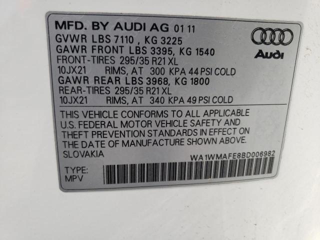 WA1WMAFE8BD006982 - 2011 AUDI Q7 PRESTIGE WHITE photo 13