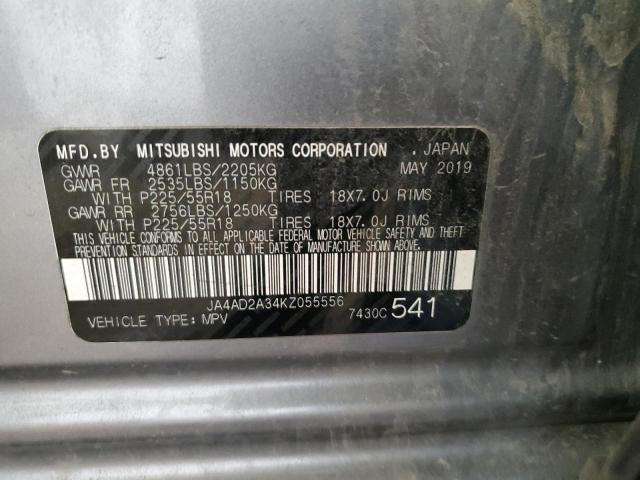 JA4AD2A34KZ055556 - 2019 MITSUBISHI OUTLANDER ES ნაცრისფერი ფოტო 14