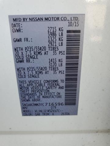 5N1AR2MM2FC716596 - 2015 NISS PATHFINDER S 白色 照片 14