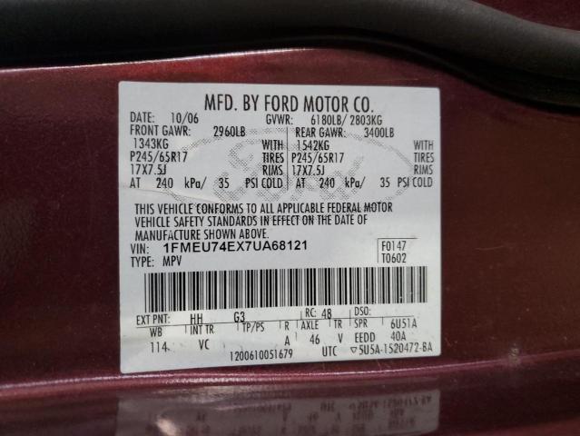 1FMEU74EX7UA68121 - 2007 FORD EXPLORER EDDIE BAUER RED photo 13