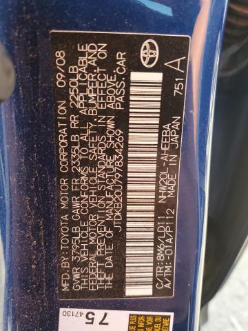 JTDKB20U797834269 - 2009 TOYOTA PRIUS BLUE photo 13