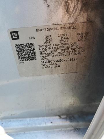 1G1BC5SM9J7201927 - 2018 CHEVROLET CRUZE LS 银色 照片 12