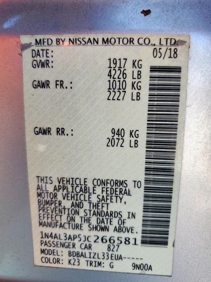 1N4AL3AP5JC266581 - 2018 NISSAN ALTIMA 2.5 SILVER photo 13