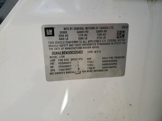 2GNALBEK6D6325452 - 2013 CHEVROLET EQUINOX LS WHITE photo 12