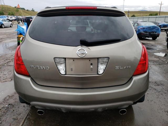 JN8AZ08W64W329389 - 2004 NISSAN MURANO SL TAN photo 6