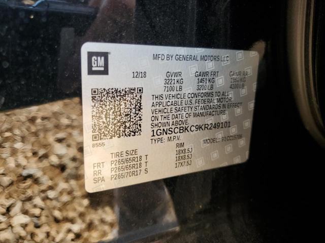 1GNSCBKC9KR249101 - 2019 CHEVROLET TAHOE C1500 LT 黑色 照片 14