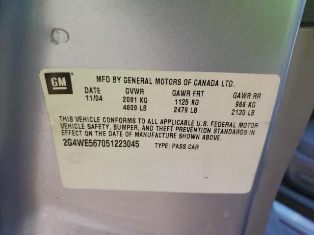 2G4WE567051223045 - 2005 BUICK LACROSSE CXS SILVER photo 12